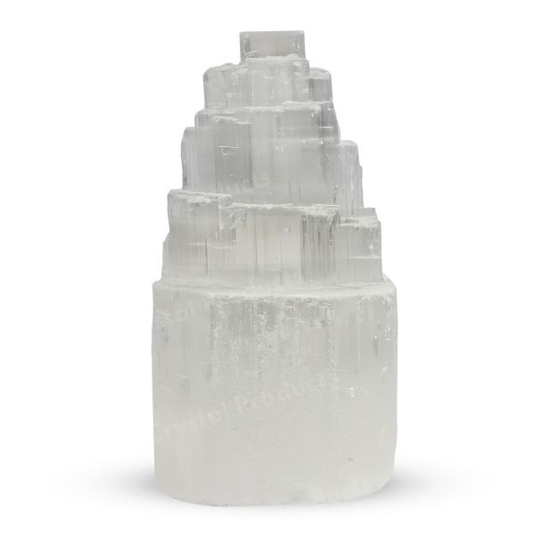 Selenite Natural Shape Lamp With White Bulb-15cm