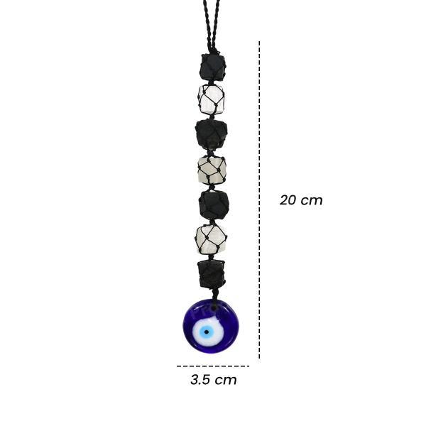 Black Tourmaline / Evil Eye With Selenite Mix Tumble Stone Car Hanging / Door Hanging Accessories