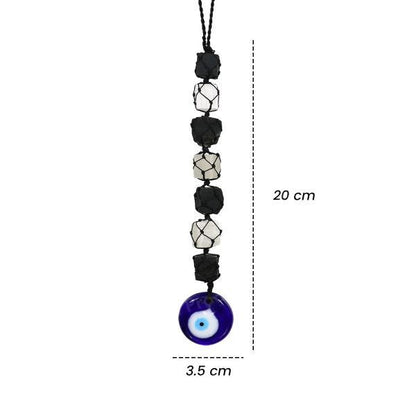 Black Tourmaline / Evil Eye With Selenite Mix Tumble Stone Car Hanging / Door Hanging Accessories