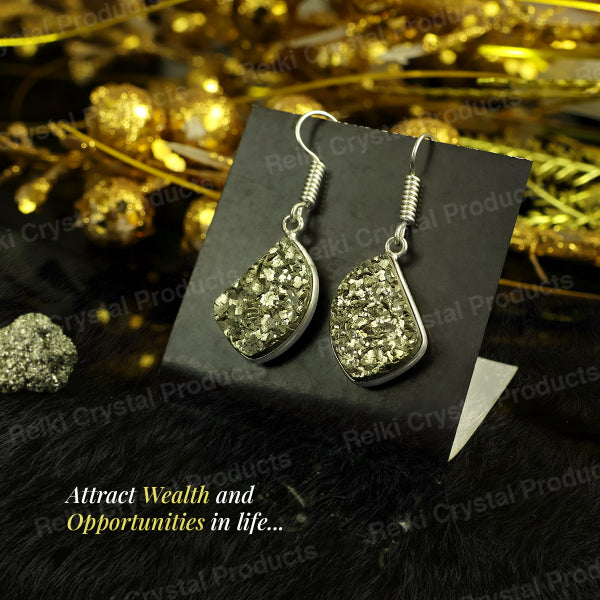 Natural Pyrite Rough Designer Shape Earring