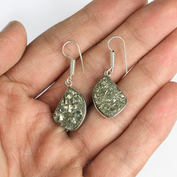 Natural Pyrite Rough Designer Shape Earring