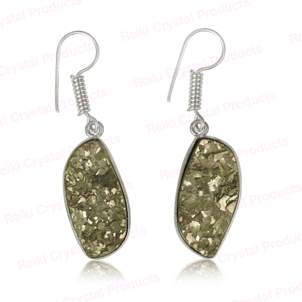 Natural Pyrite Rough Designer Shape Earring 01