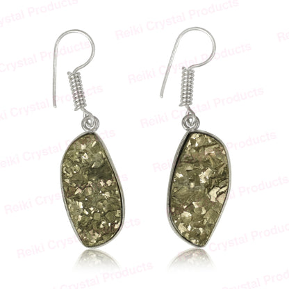 Natural Pyrite Rough Designer Shape Earring 01