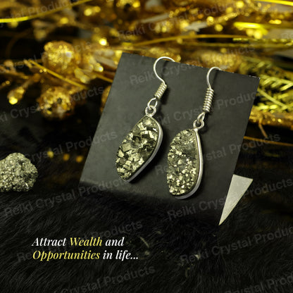 Natural Pyrite Rough Designer Shape Earring 01