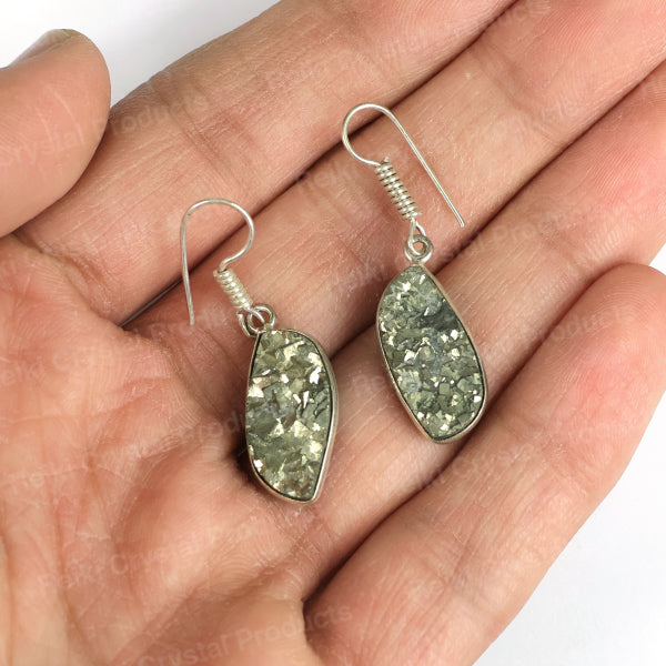 Natural Pyrite Rough Designer Shape Earring 01