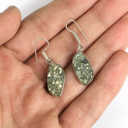 Natural Pyrite Rough Designer Shape Earring 01