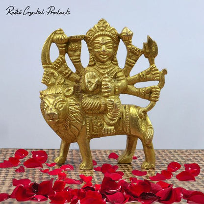Brass Sherawali Maa Durga Statue Idol size 7.6 cm