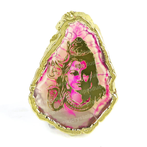 Crystal Stone Agate Shiva Symbol Sileces & Coaster for Table Decoration
