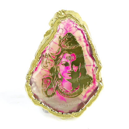 Crystal Stone Agate Shiva Symbol Sileces & Coaster for Table Decoration