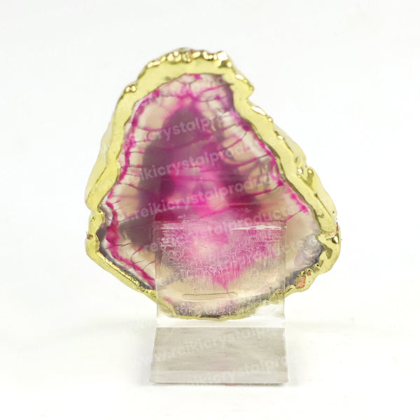 Crystal Stone Agate Shiva Symbol Sileces & Coaster for Table Decoration