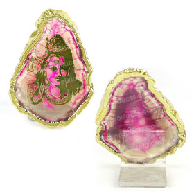 Crystal Stone Agate Shiva Symbol Sileces & Coaster for Table Decoration