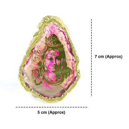 Crystal Stone Agate Shiva Symbol Sileces & Coaster for Table Decoration