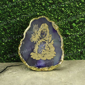 Crystal Stone Agate Shiv Shakti Sileces & Coaster for Table Decoration