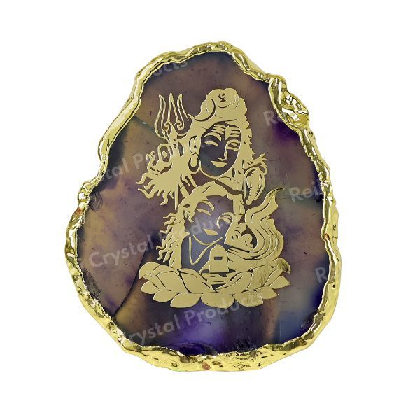 Crystal Stone Agate Shiv Shakti Sileces & Coaster for Table Decoration