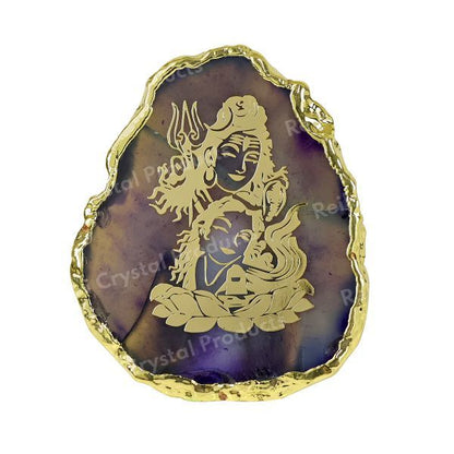 Crystal Stone Agate Shiv Shakti Sileces & Coaster for Table Decoration
