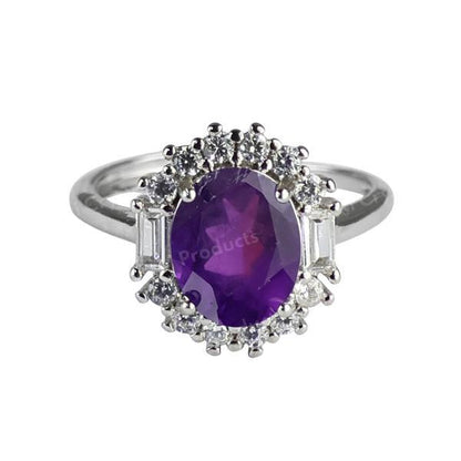 AAA Natural Amethyst Adjustable Gemstone Ring for Women Girls