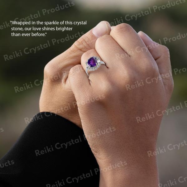 AAA Natural Amethyst Adjustable Gemstone Ring for Women Girls