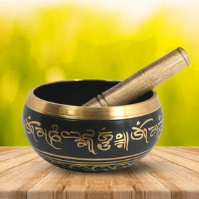 Tibetan Singing Bowl with Wooden Stick 12.7 cm (5 Inch) | Meditation Prayer Bowl for Yoga, Reiki, Music Therapy & Spiritual Practices