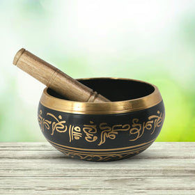 Tibetan Singing Bowl with Wooden Stick 10.1 cm (4 Inch) | Meditation Prayer Bowl for Yoga, Reiki, Music Therapy & Spiritual Practices