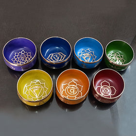 7 Chakra Singing Bowl Tibetan Buddhist Prayer Instrument with Wooden Stick, Singing Bowls Set of 7