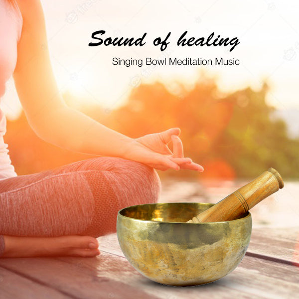 Handmade Pure Brass 7 Chakra Singing Bowl Meditation Tibetan Buddhist Prayer Instrument with Wooden Stick Singing Bowls Set of 7