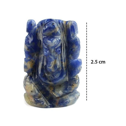 Sodalite Crystal Ganesha Idol Murti for Protection & Decorative Showpiece-2.4 cm (1 inch)
