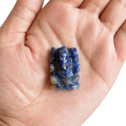 Sodalite Crystal Ganesha Idol Murti for Protection & Decorative Showpiece-2.4 cm (1 inch)