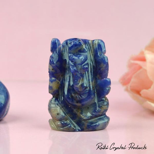 Sodalite Crystal Ganesha Idol Murti for Protection & Decorative Showpiece-2.4 cm (1 inch)