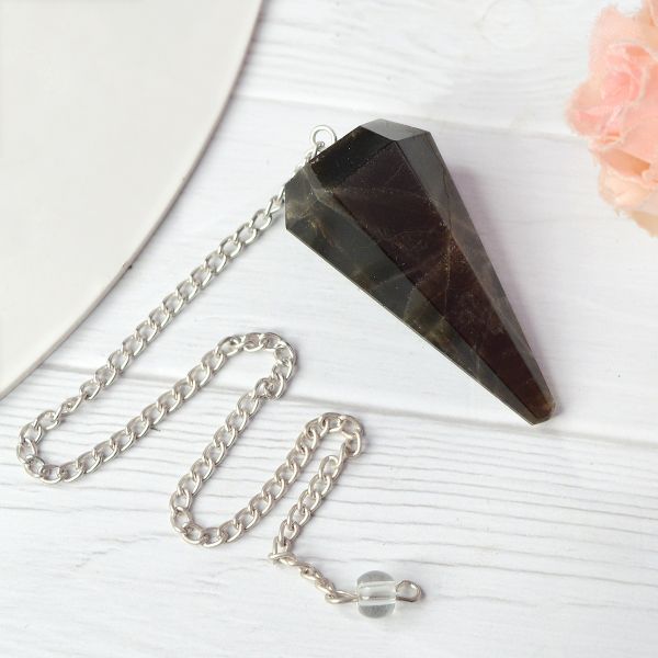 smoky quartz Six faceted dowser pendulum charged by Reiki Grandmaster