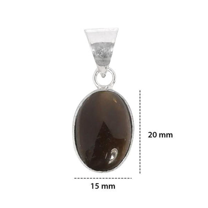 Natural Smoky Quartz Oval Shape Pendant Locket with Metal Chain for Unisex
