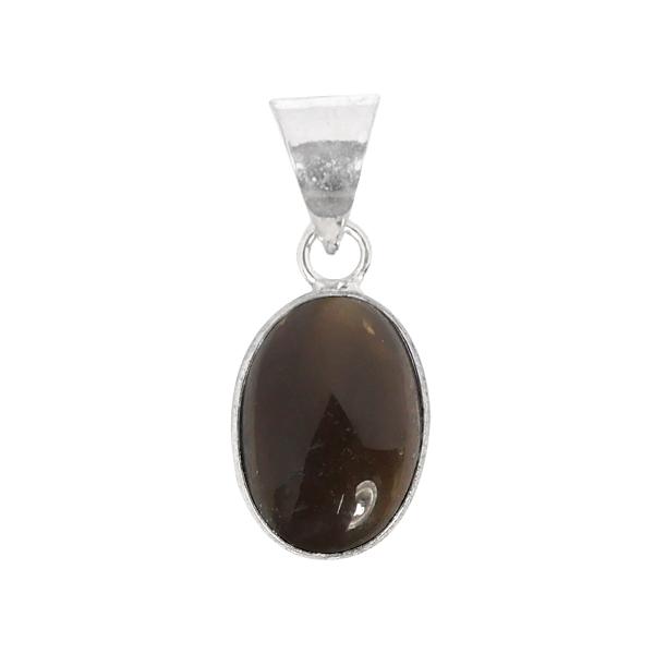 Natural Smoky Quartz Oval Shape Pendant Locket with Metal Chain for Unisex