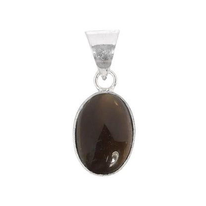 Natural Smoky Quartz Oval Shape Pendant Locket with Metal Chain for Unisex