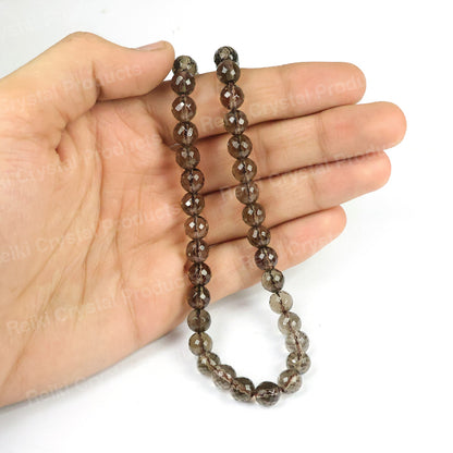 Smoky Quartz 8 mm faceted beads for bracelet making