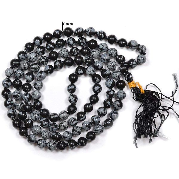Snowflake Obsidian Crystal Mala