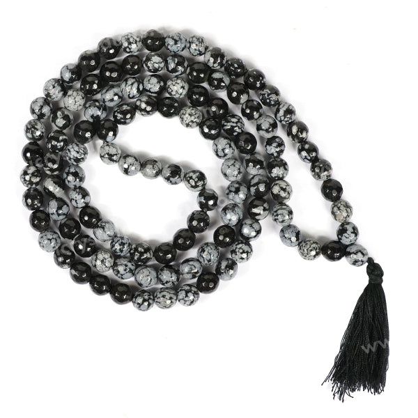 Natural Crystal Stone 8 mm 108 Faceted Bead Mala for Unisex