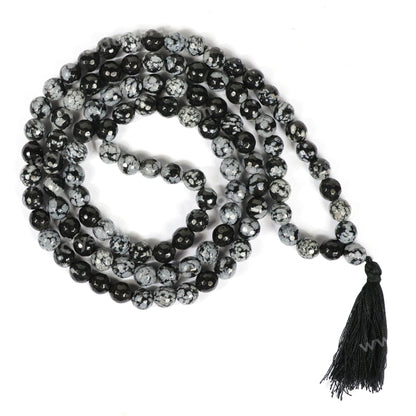 Natural Crystal Stone 8 mm 108 Faceted Bead Mala for Unisex