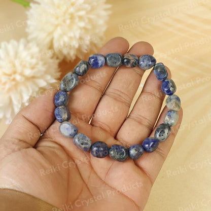Natural Crystal Stone Sodalite Tumble Bracelet for Unisex