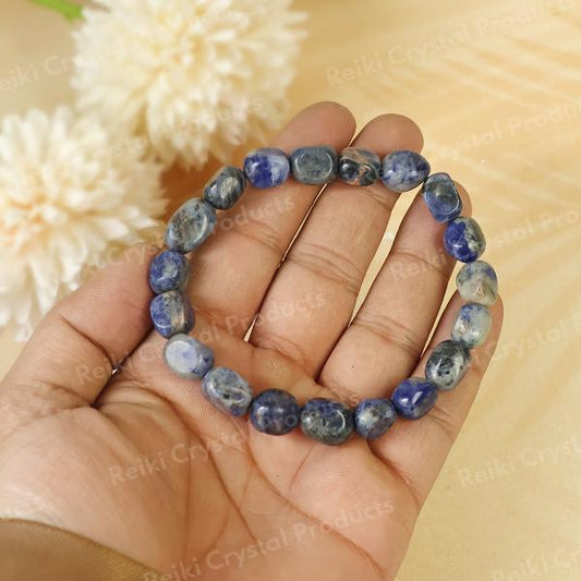 Natural Crystal Stone Sodalite Tumble Bracelet for Unisex