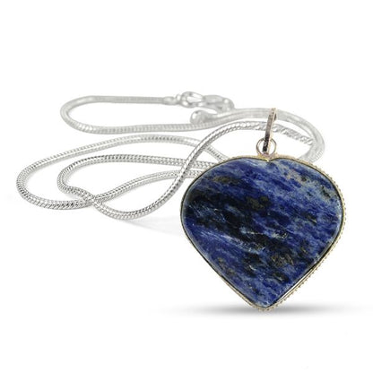 Natural Crystal Stone Heart Shape Pendant Size 30-35 mm with Metal Chain