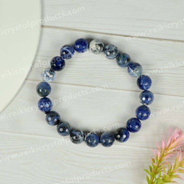 Sodalite 10 mm Faceted Bead Bracelet