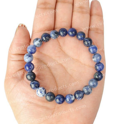Certified Sodalite 8 mm Round Bead Bracelet