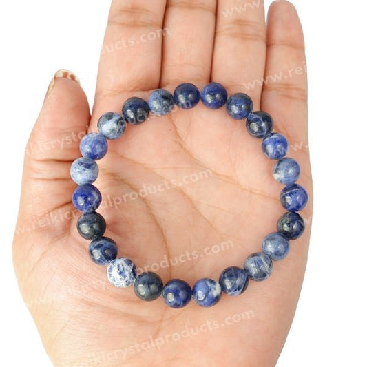 Certified Sodalite 8 mm Round Bead Bracelet