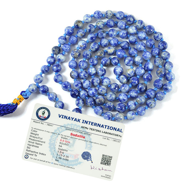 Sodalite Crystal Mala