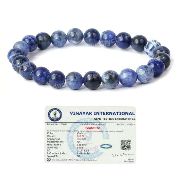 Certified Natural Crystal Stones 8 mm Round Beads Bracelet