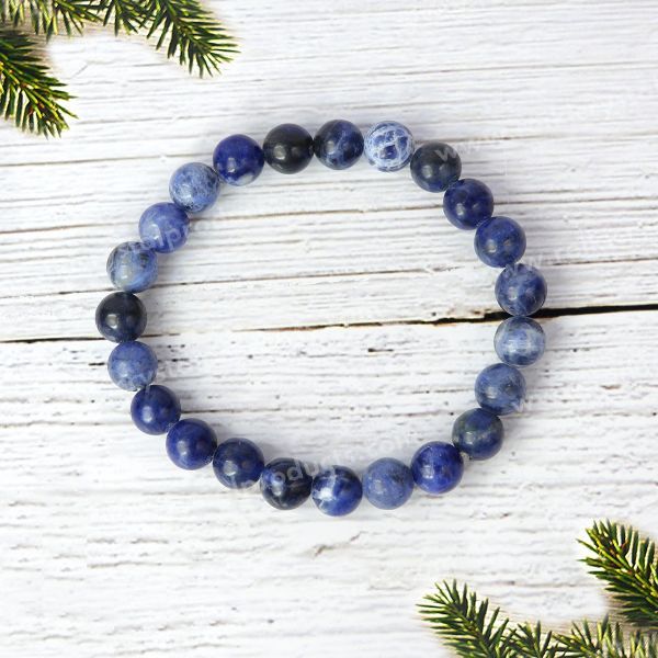 Certified Sodalite 8 mm Round Bead Bracelet