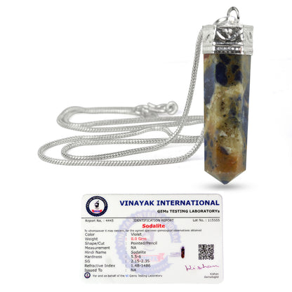 Certified AAA Natural Crystal Stone Pencil Shape Pendant - Locket with Metal Chain