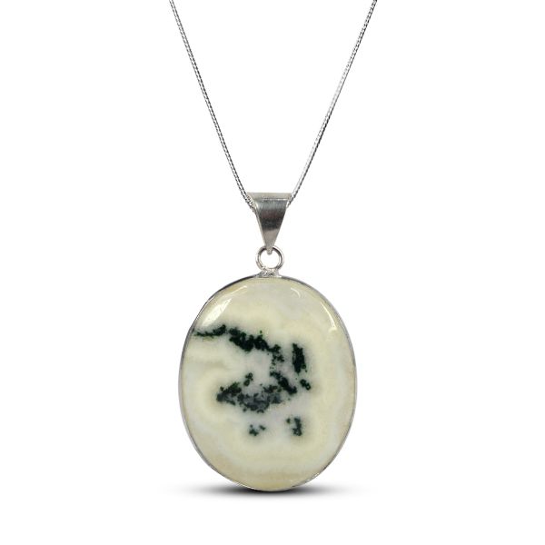 AAA Quality Solar Quartz Oval Pendant With Chain