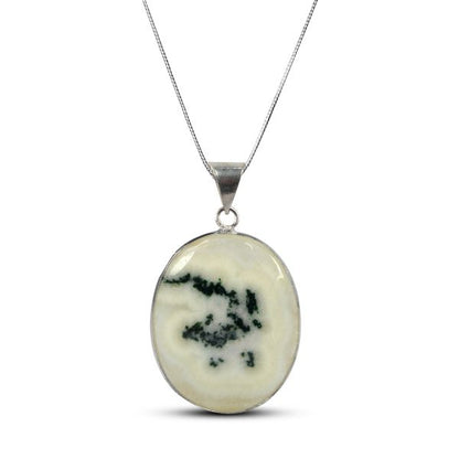 AAA Quality Solar Quartz Oval Pendant With Chain