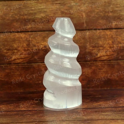 Natural Selenite Spiral Small Tower
