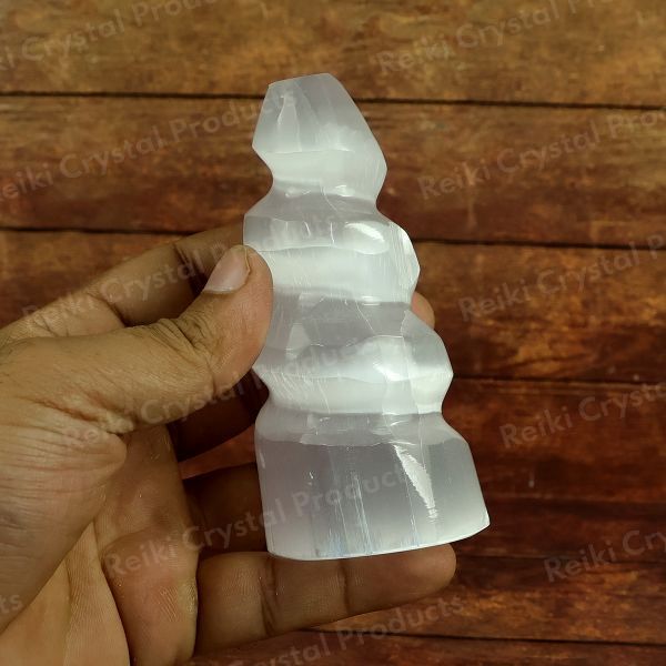 Natural Selenite Spiral Small Tower
